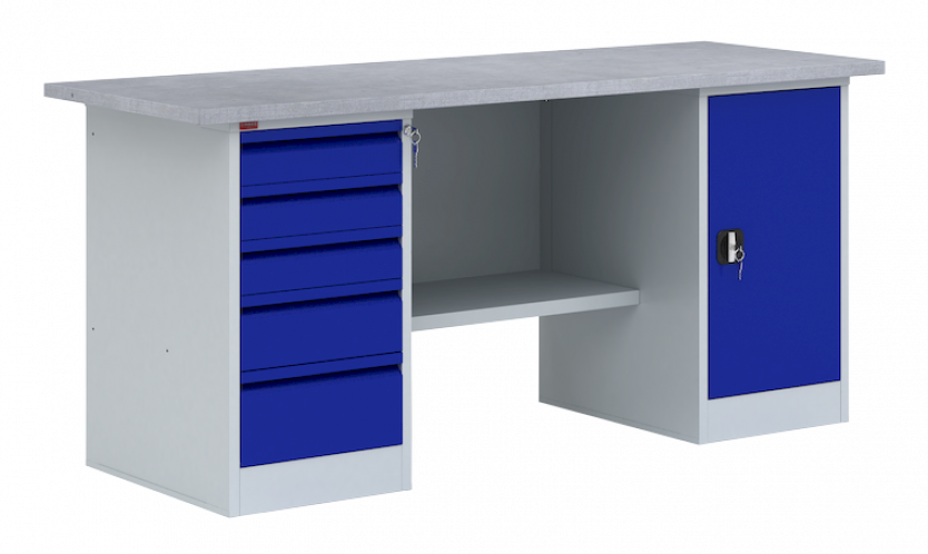 Двухтумбовый металлический верстак ВП-4 860х1900х685 мм